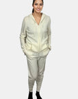 Luxe Gauge Hoodie Jacket and Sweatpant Set in Ivory