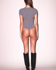 Organic Cotton T-Shirt Bodysuit in Heather Grey