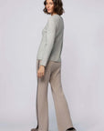 Bani Flared Knit Pants with Silk Stripes in Taupe