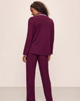 Frida Long PJ Set in Plum/Ivory