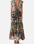 Cap Sleeve Twist Front Dress in Leotigra