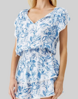 Keri Short Dress in Blue Leaf