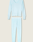 Textured Long Pajama Set in Light Sky