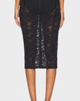 Le Stretch Lace Pencil Skirt in Black