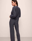 Gisele Printed Long PJ Set in Duo Stripe True Navy/Ivory