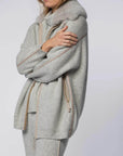 Grana Wool and Cashmere Zip-Up Sweater with Faux Fur Collar in Grey