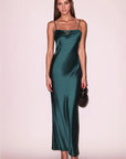 Lace Long Slip Dress in Evergreen