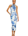 Gabi Dress in White and Blue