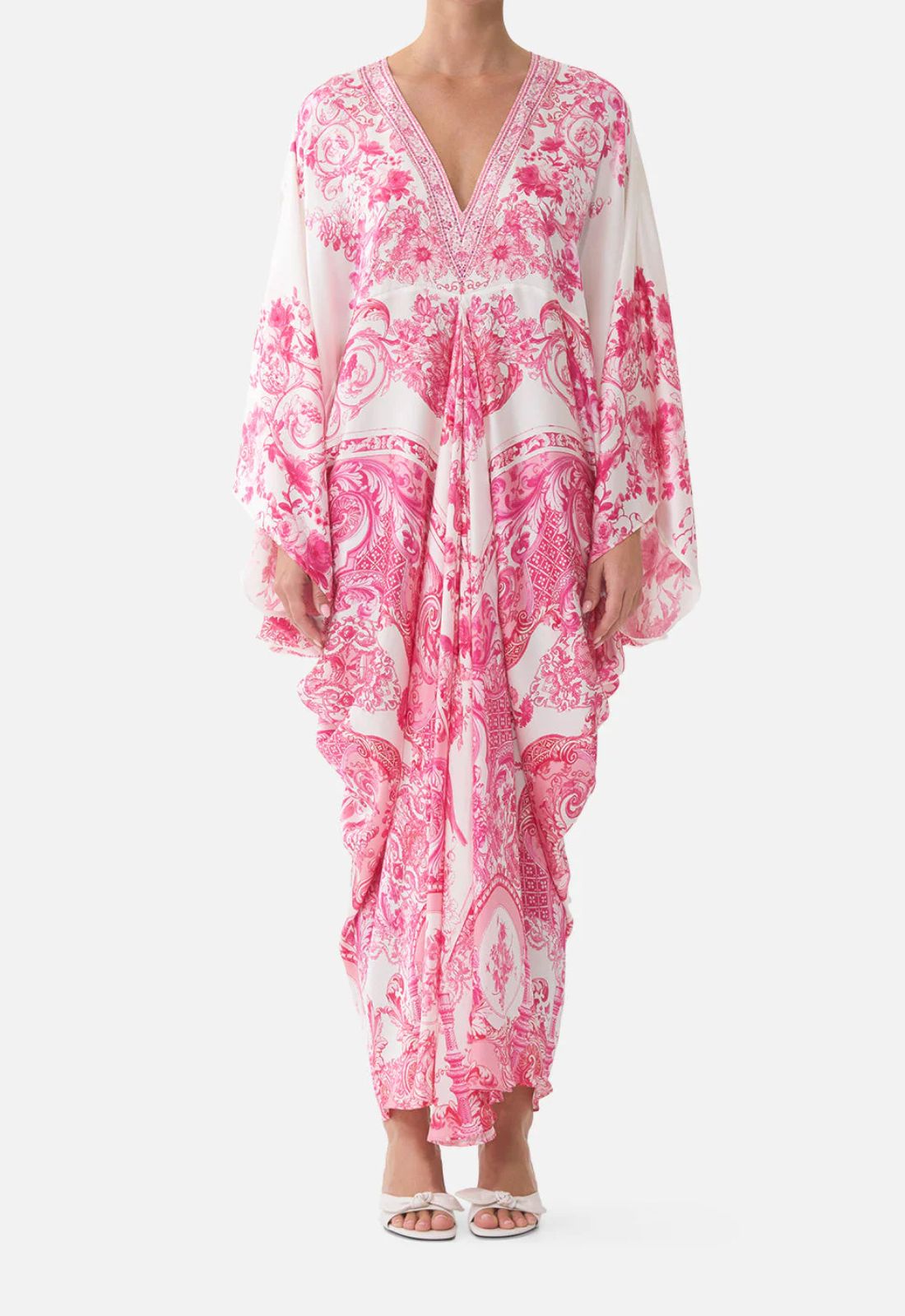 T Shape Long Kaftan in Livin La Vida Rosa