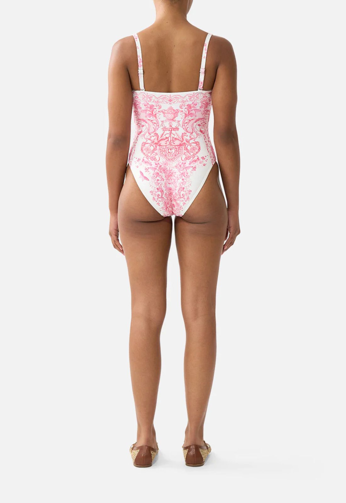 Ruched Cup Underwire One-Piece Swimsuit in Livin La Vida Rosa