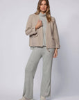 Gisca Long-Sleeve Wool and Cashmere Cardigan in Taupe