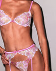 Sequin Hibiscus Demi Bra in Pink Desire