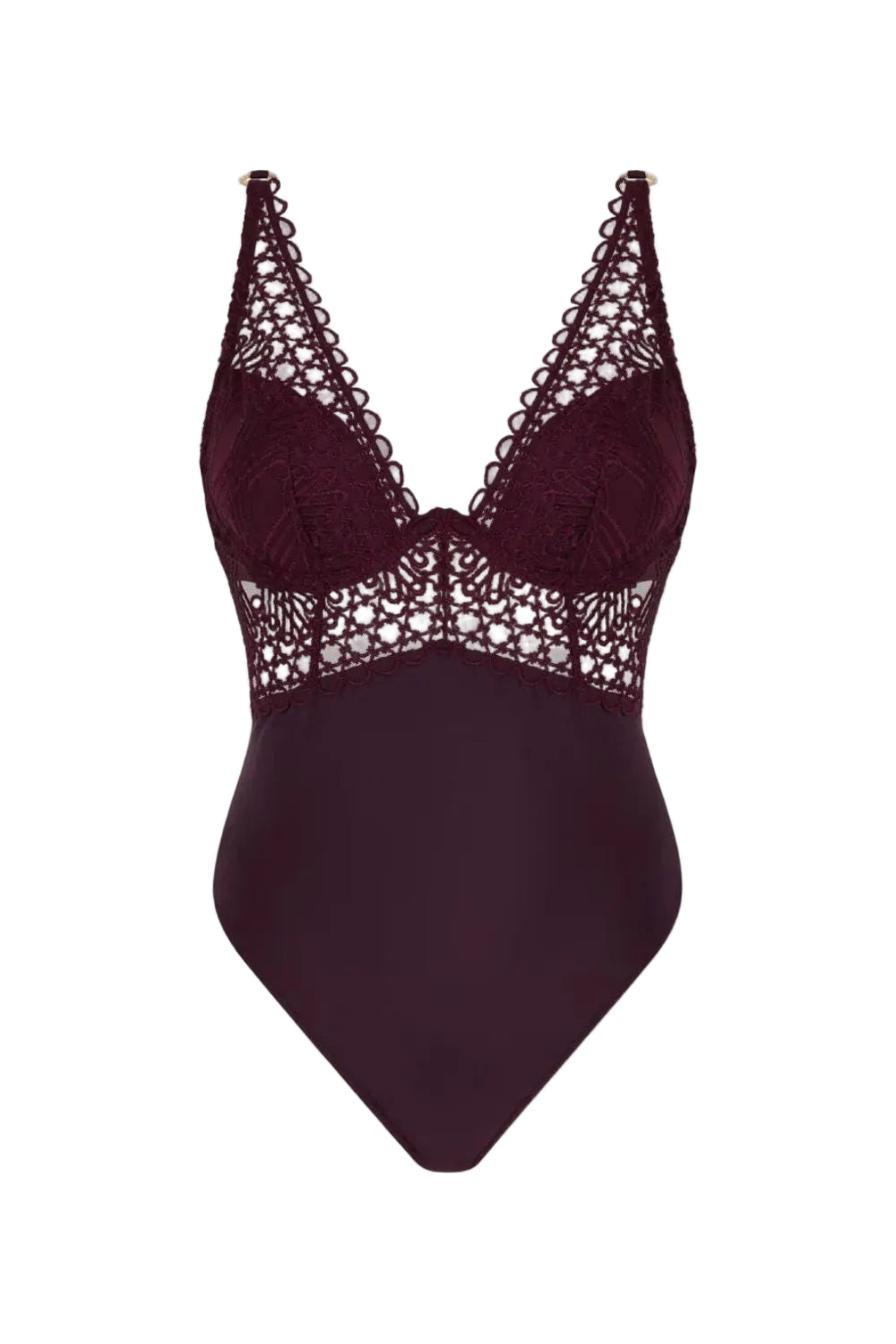 Eloge Du Desir Single Wire Bodysuit in Deep Berry