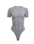 Organic Cotton T-Shirt Bodysuit in Heather Grey
