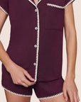 Frida Shortie PJ Set in Plum/Ivory