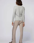 Bani Flared Knit Pants with Silk Stripes in Taupe