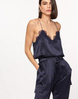 Racer Charmeuse Cami in Navy