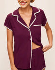 Frida Shortie PJ Set in Plum/Ivory