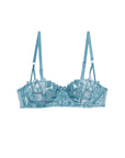 Velvet Lily Embroidery Balconette Bra in Icy Teal