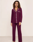 Frida Long PJ Set in Plum/Ivory