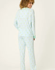 Striped Cocktails Long PJ Set in Light Blue