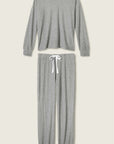 Textured Long Pajama Set in Heather Charcoal