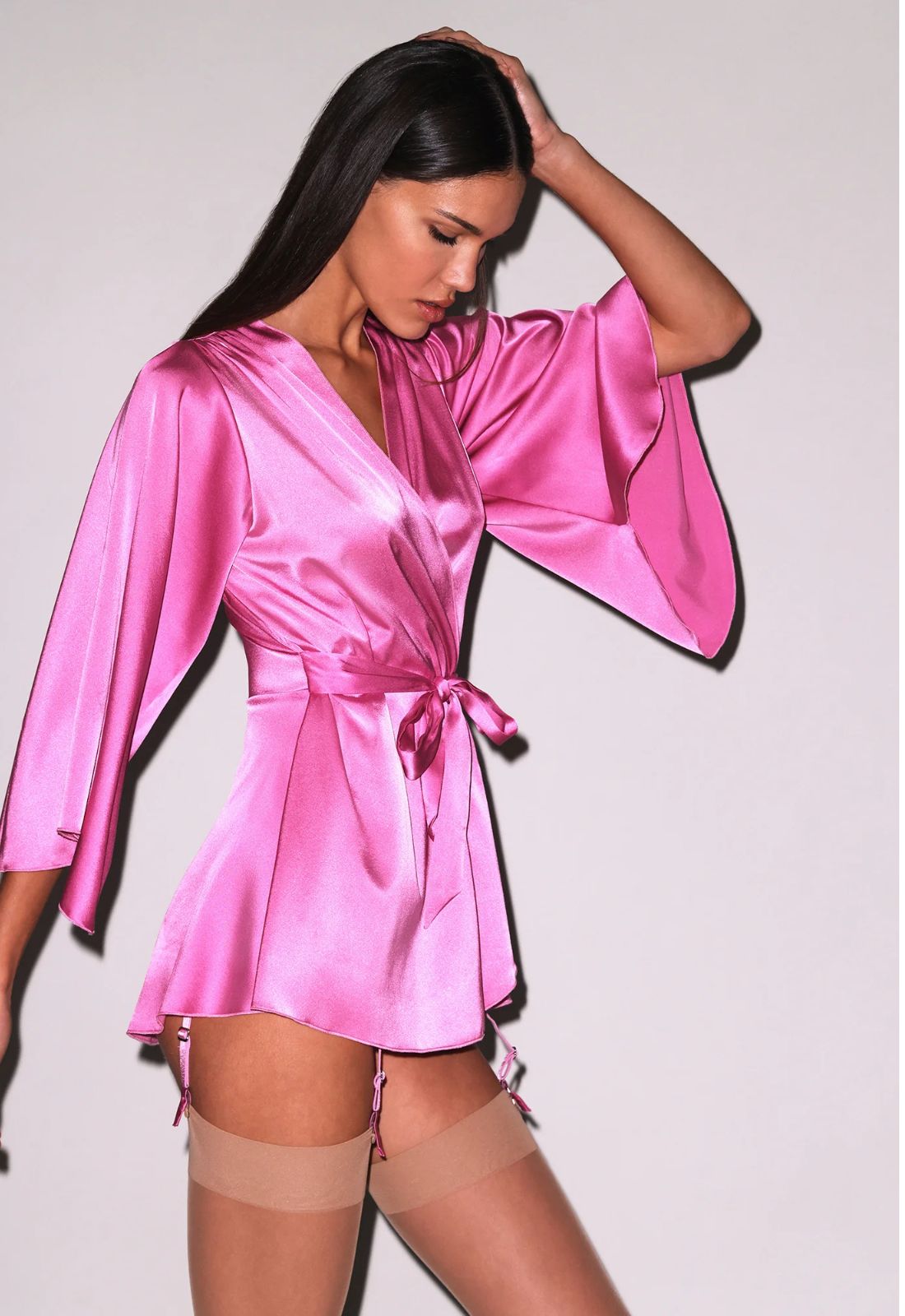 Angel Sleeve Robe in Pink Desire