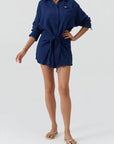 Sara Short Shirt Dress in Marine