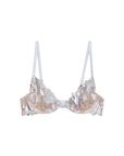 Foil Lily Embroidery Bra in Platinum