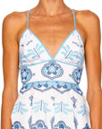 Short Jela Dress in White & Blue