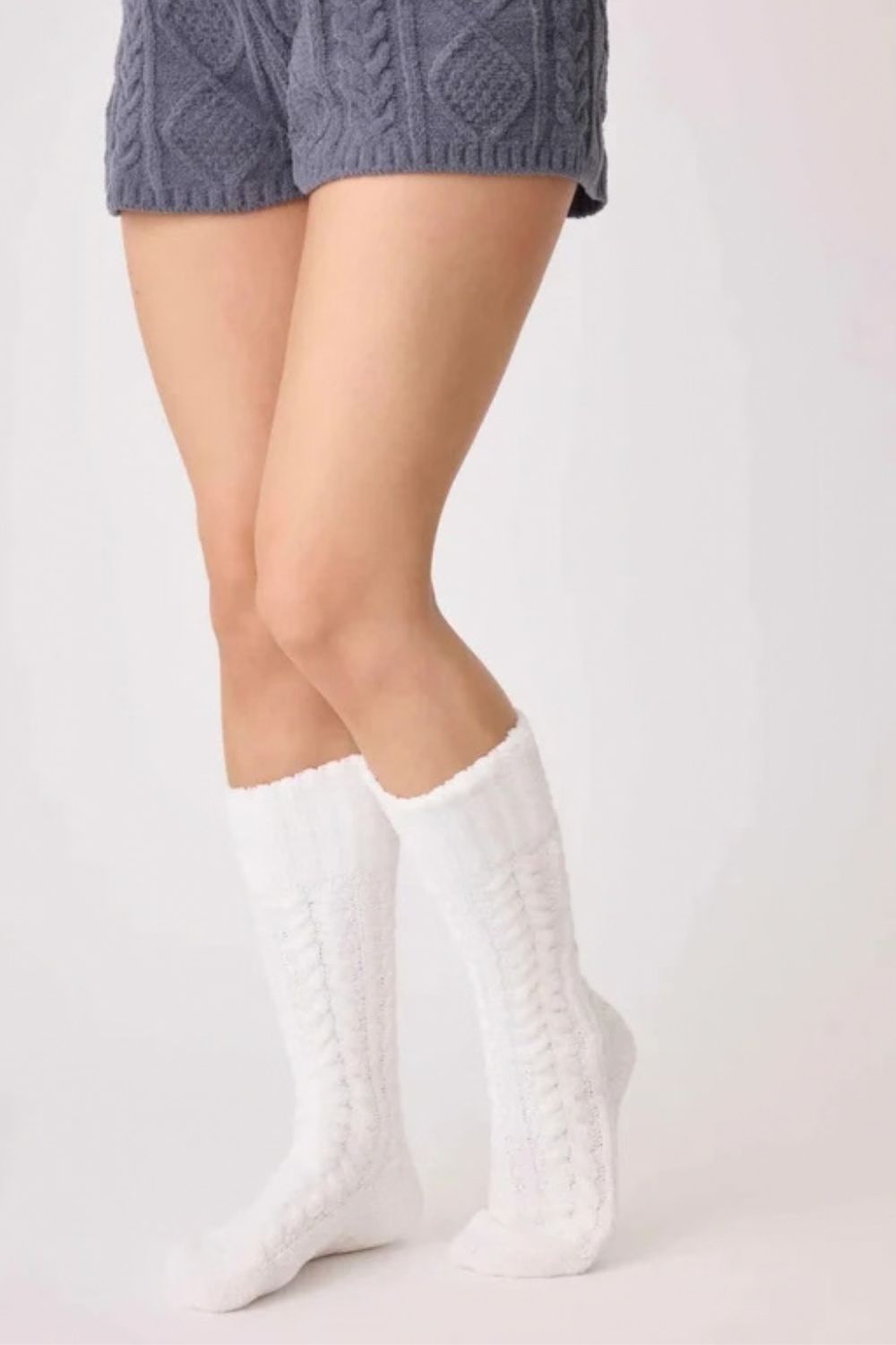 Cable Crew Socks in Ivory