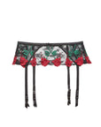 Bleeding Rose Embroidery Garter in Black