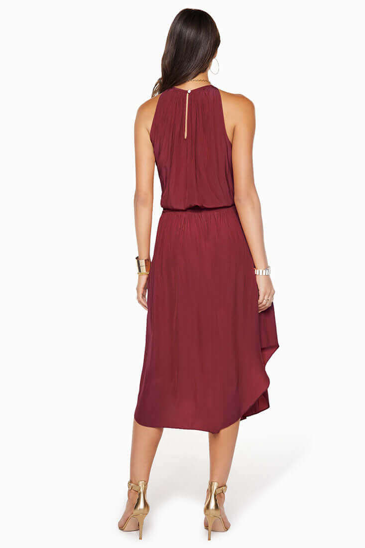 Ramy Brook Audrey Smocked Midi Dress Color: Bordeaux Size: XS, S, M, L at Petticoat Lane  Greenwich, CT