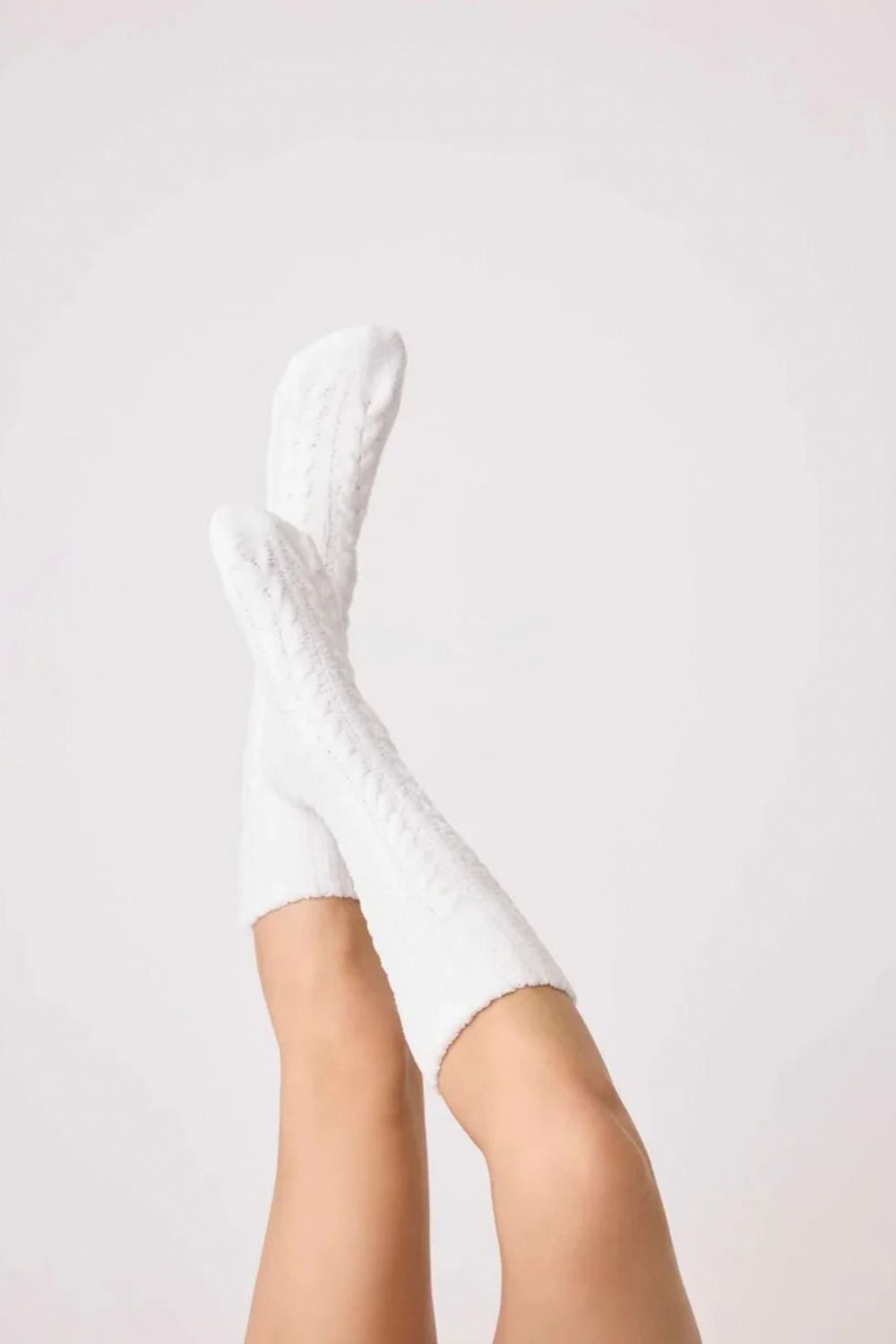 Cable Crew Socks in Ivory