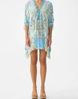 Short Lace Up Kaftan in MidSummer Mosaics