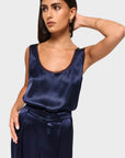 Nilou Chiffon Trim Camisole in Navy