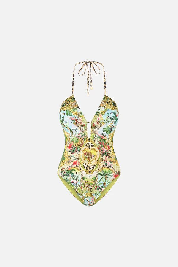 Halter Neck One-Piece Swimsuit in Wanderlust Empire