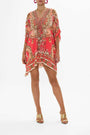 Short Lace Up Kaftan in Shell Games