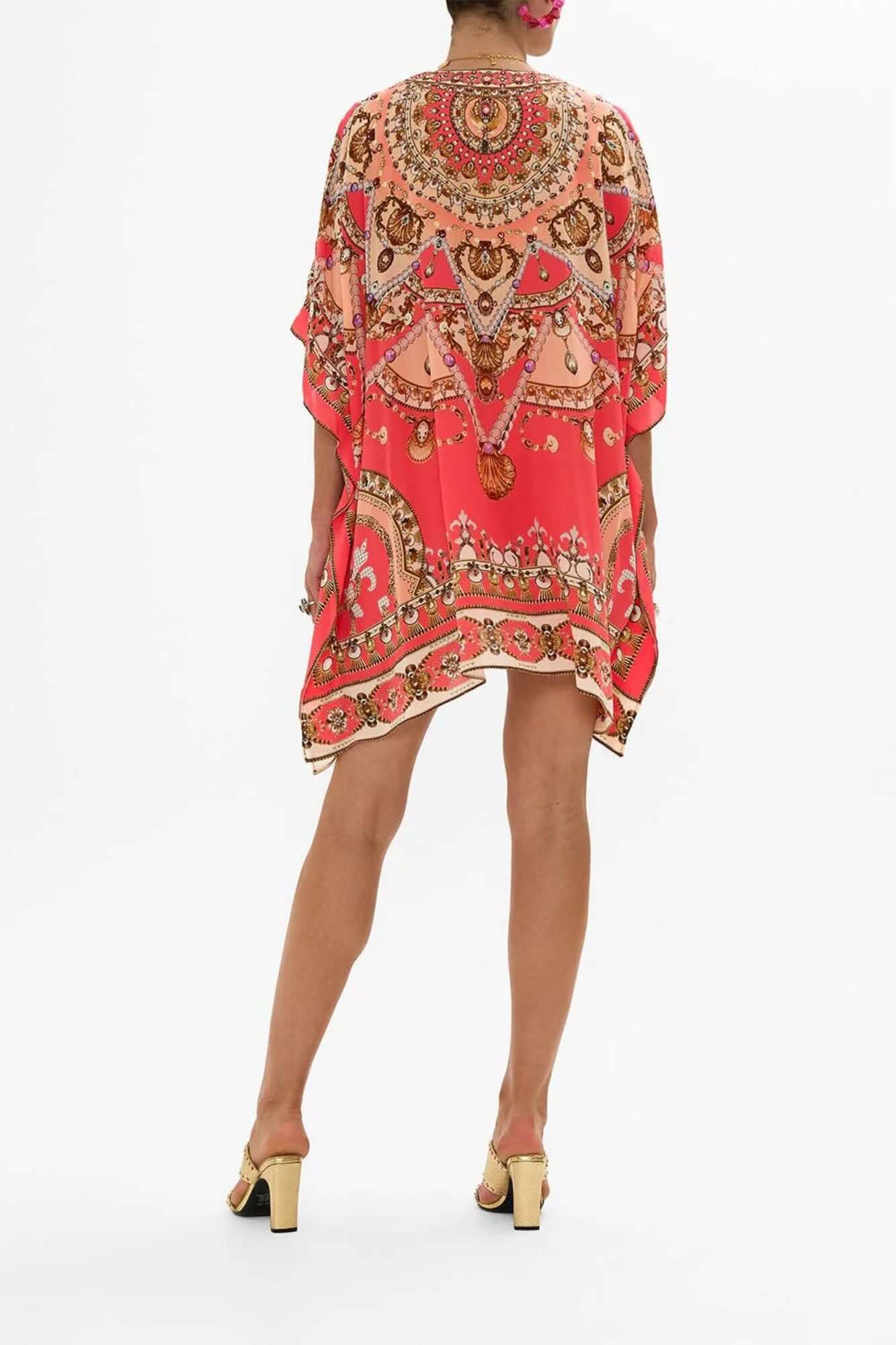 Short Lace Up Kaftan in Shell Games