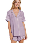 Gisele Relaxed Short PJ Set in Lavender/Ivory