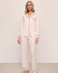 Gisele Printed Long PJ Set in Little Heart Sorbet Pink/Black