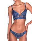Lily Embroidery Demi Bra in Denim
