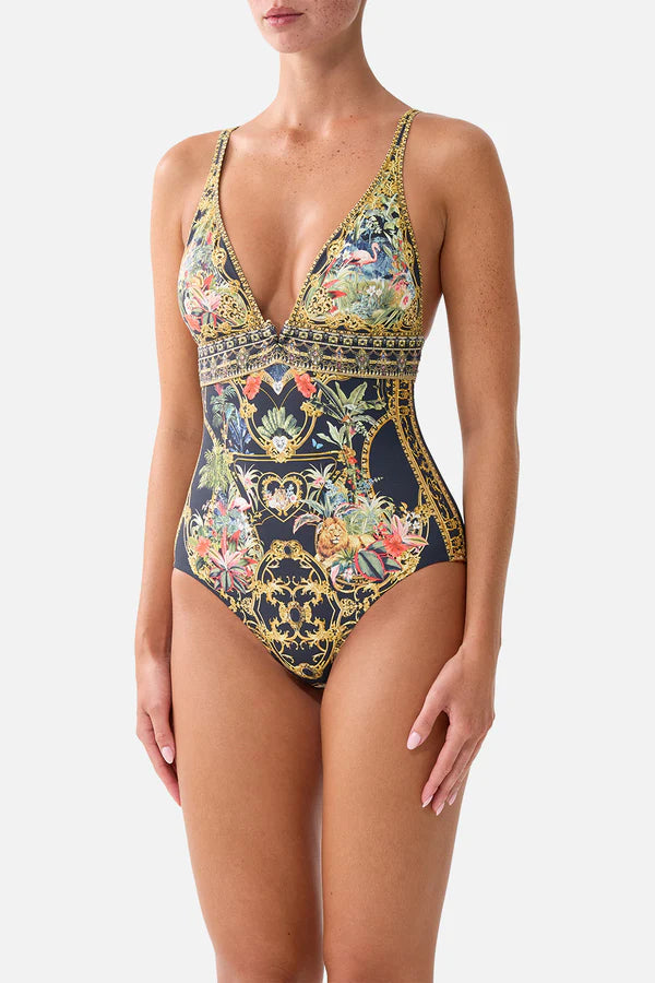 High Tri One-Piece Swimsuit in Palace Zoology
