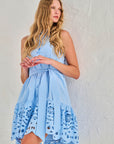 Lace Collared Dress in Light Blue