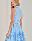 Lace Collared Dress in Light Blue