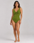 Lola V-Neck One-Piece in Moss