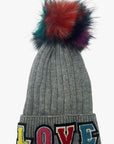 LOVE Hat with Faux Pom