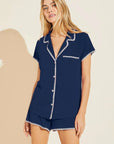 Frida Shortie PJ Set in Navy/Ivory