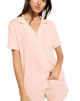 Gisele Relaxed Short PJ Set in Velvet Pink/Ivory