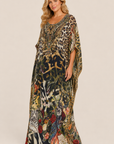 Round Neck Kaftan in Leotigra